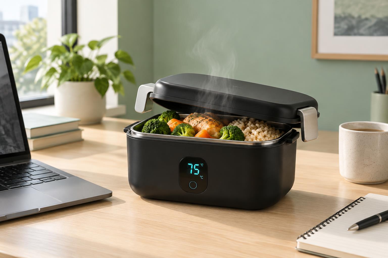 Your desk lunch, finally hot.